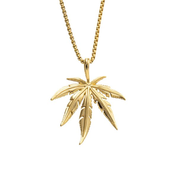 Hip-hop Street Maple Leaf Necklace for Men, BL55590048 - Picture 2 of 4